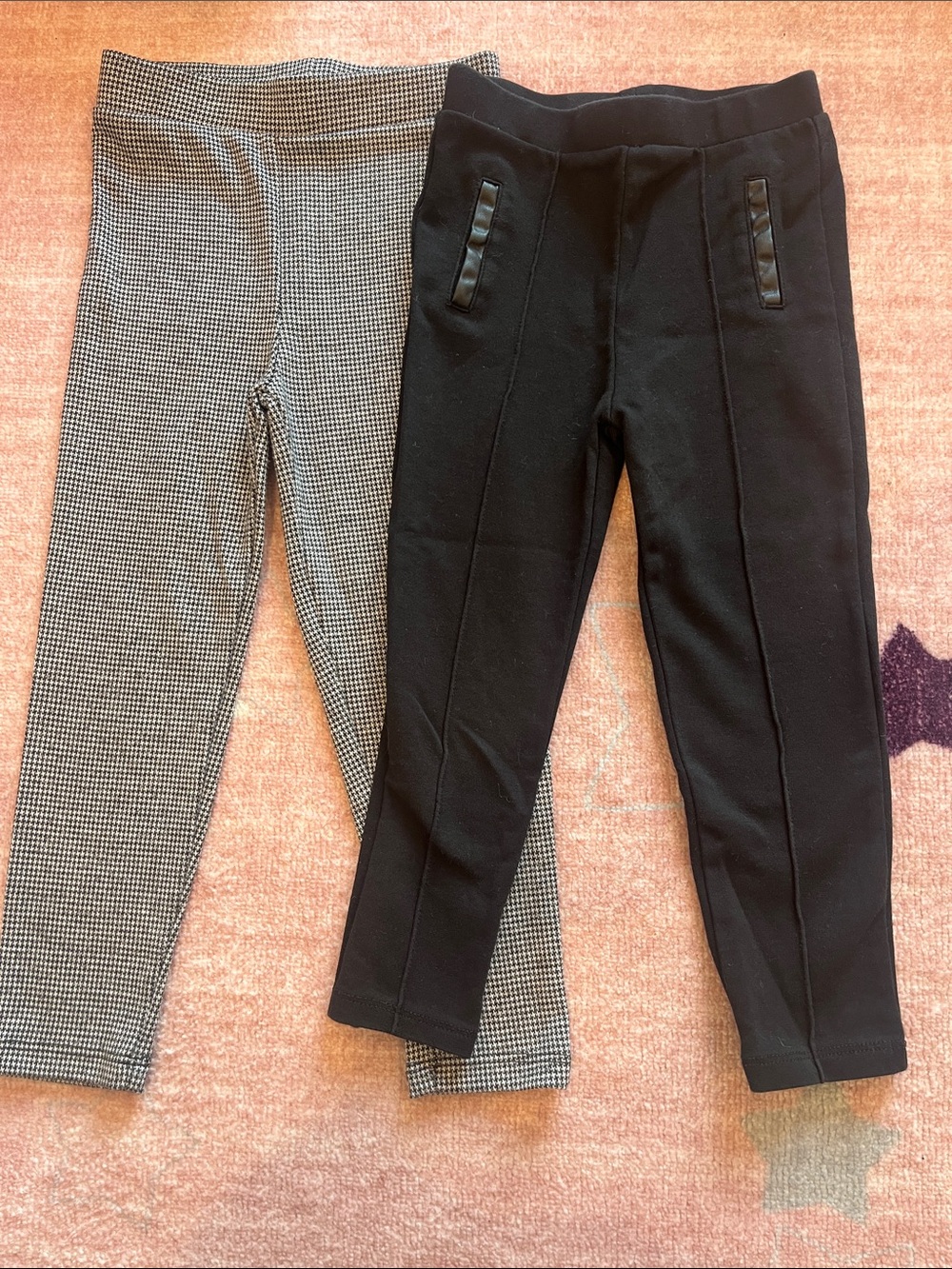 Mango Kids Stretch Pull-On Pants bundle - Black and Houndstooth